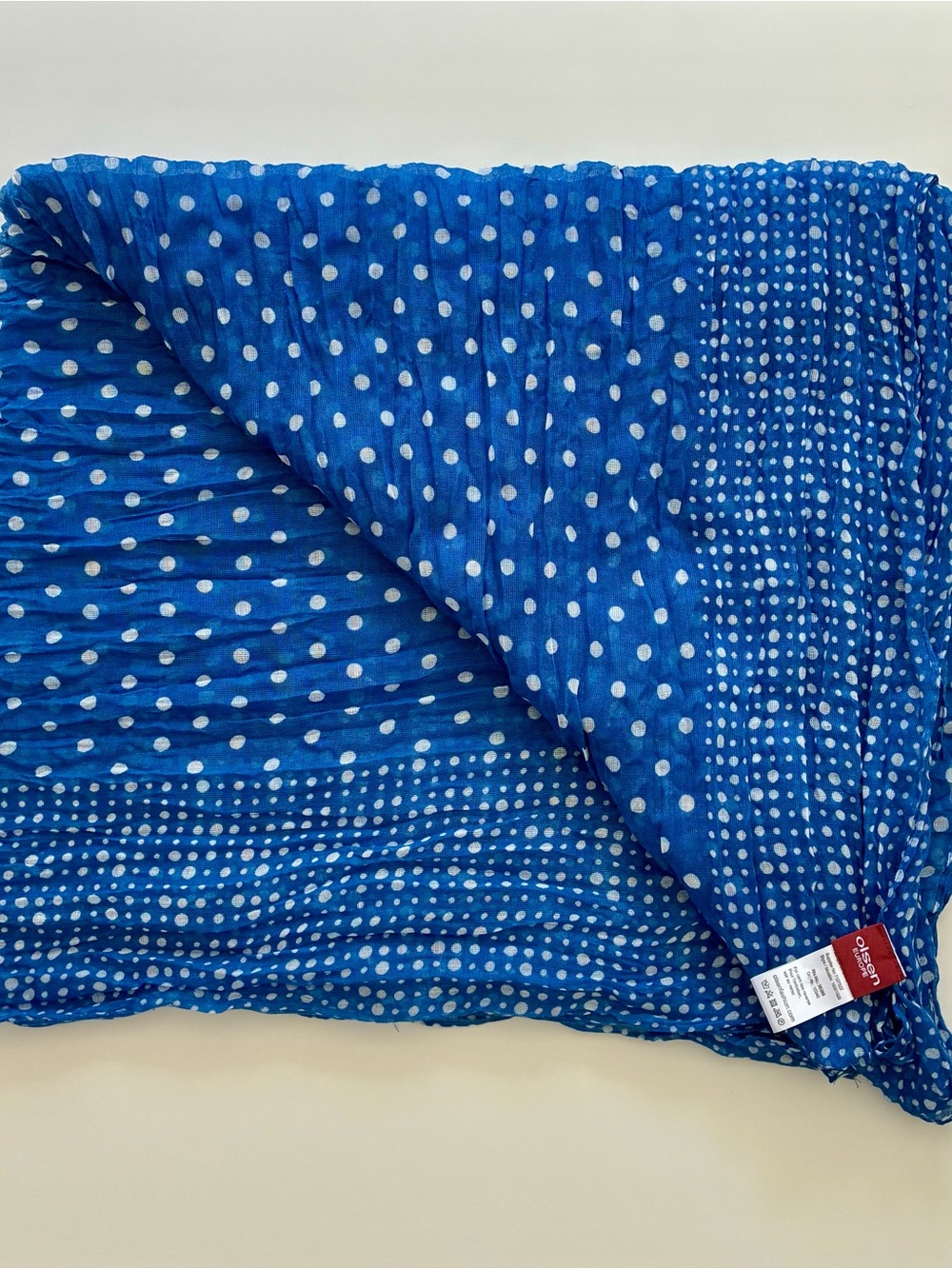 Olsen Europe Royal Blue & White Polka Dot Oversized Shawl Wrap/ Scarf -Tiny Flaw